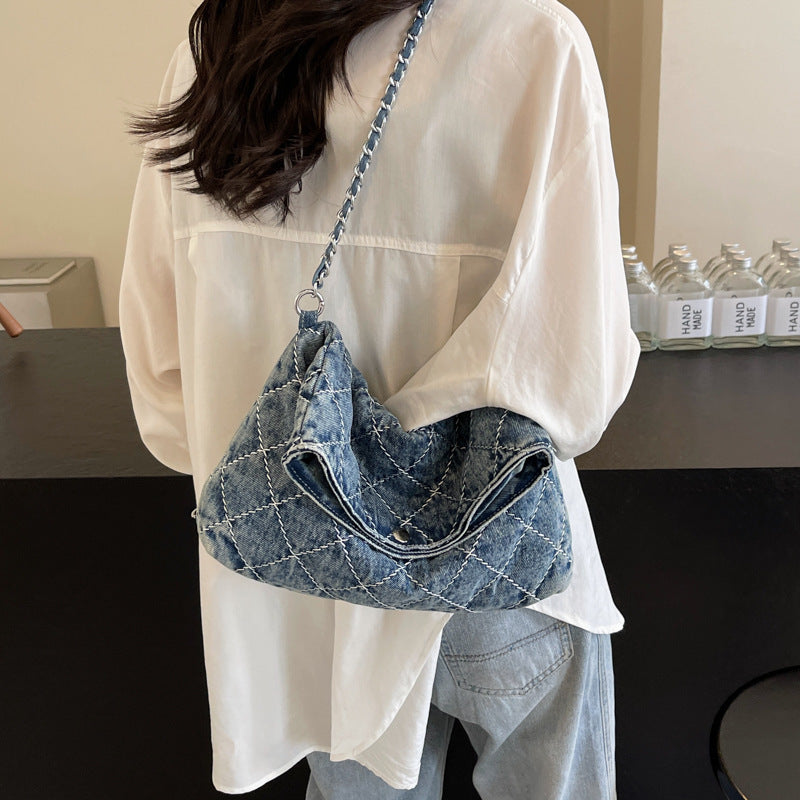Women's Diamond Pattern Chain Large Capacity Spring Versatile Niche High Sense Women's Shoulder Bag