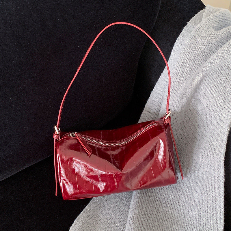 Women's Baguette Niche Eel Pattern Pillow Leather Women's Shoulder Bag