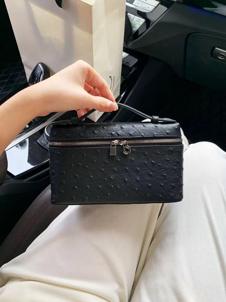 Women's Elegant Ostrich Grain Lunch Box Textured Women's Messenger Bag