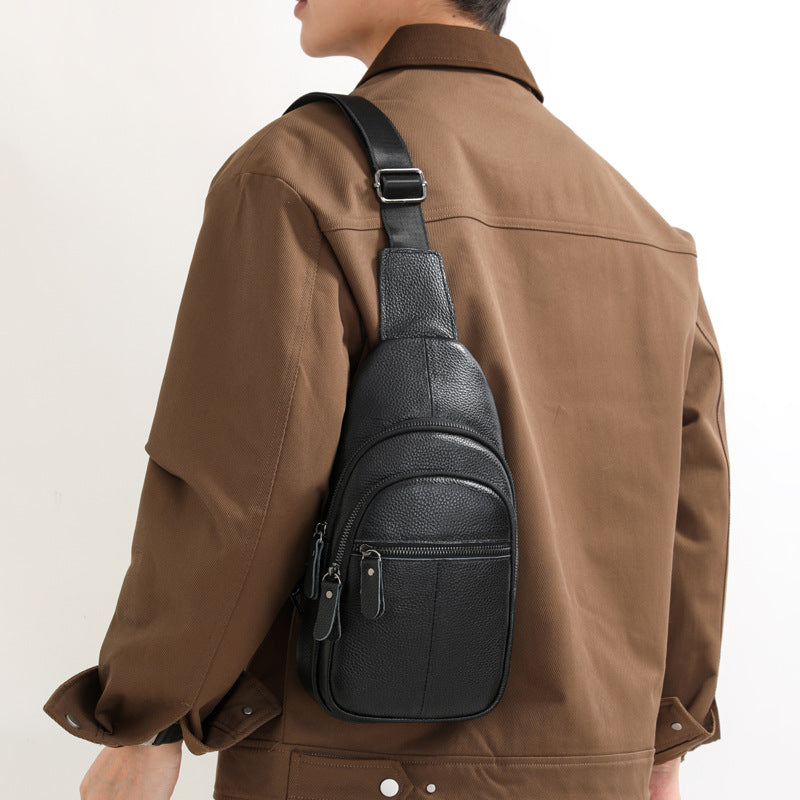 Men's Leather Retro Easy Matching First Layer Soft Men's Chest Bag