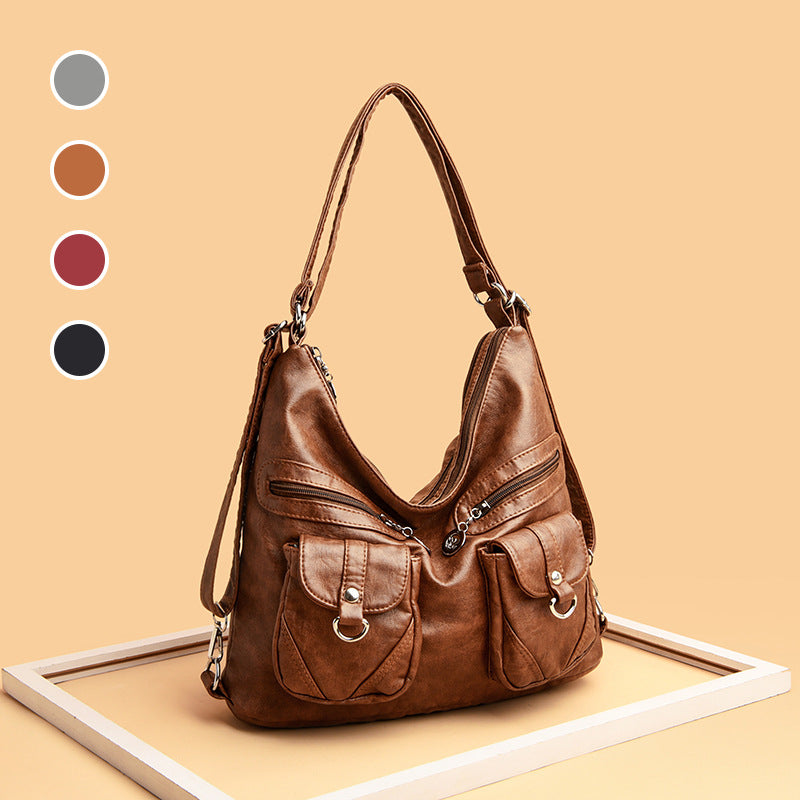 Women's Design Retro Large Capacity Washing Soft Shoulder Bags