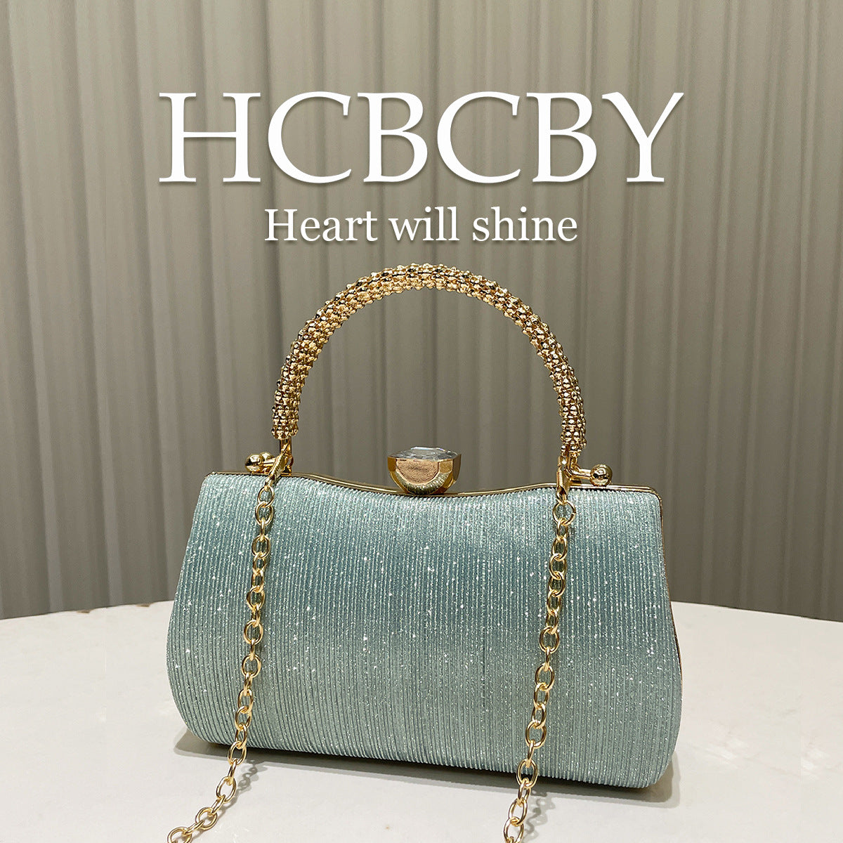 Women's Mint Green Simple Elegant Flash Striped Box Bags