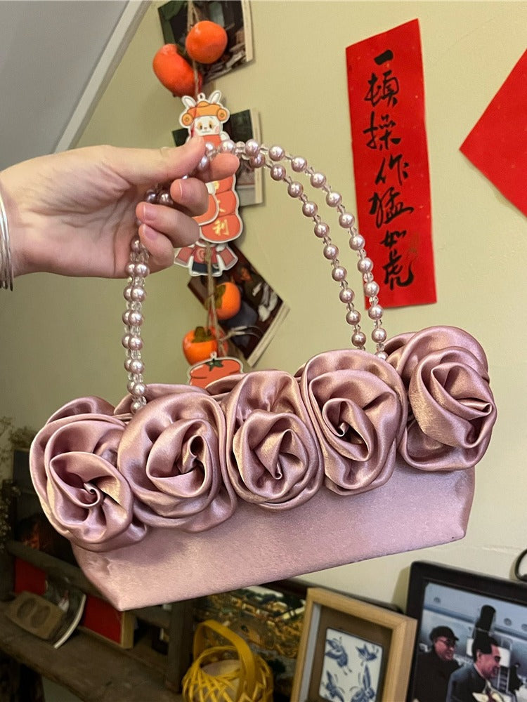 Women's French Fairy Retro Flower Silk Rose Dinner Women's Handbag