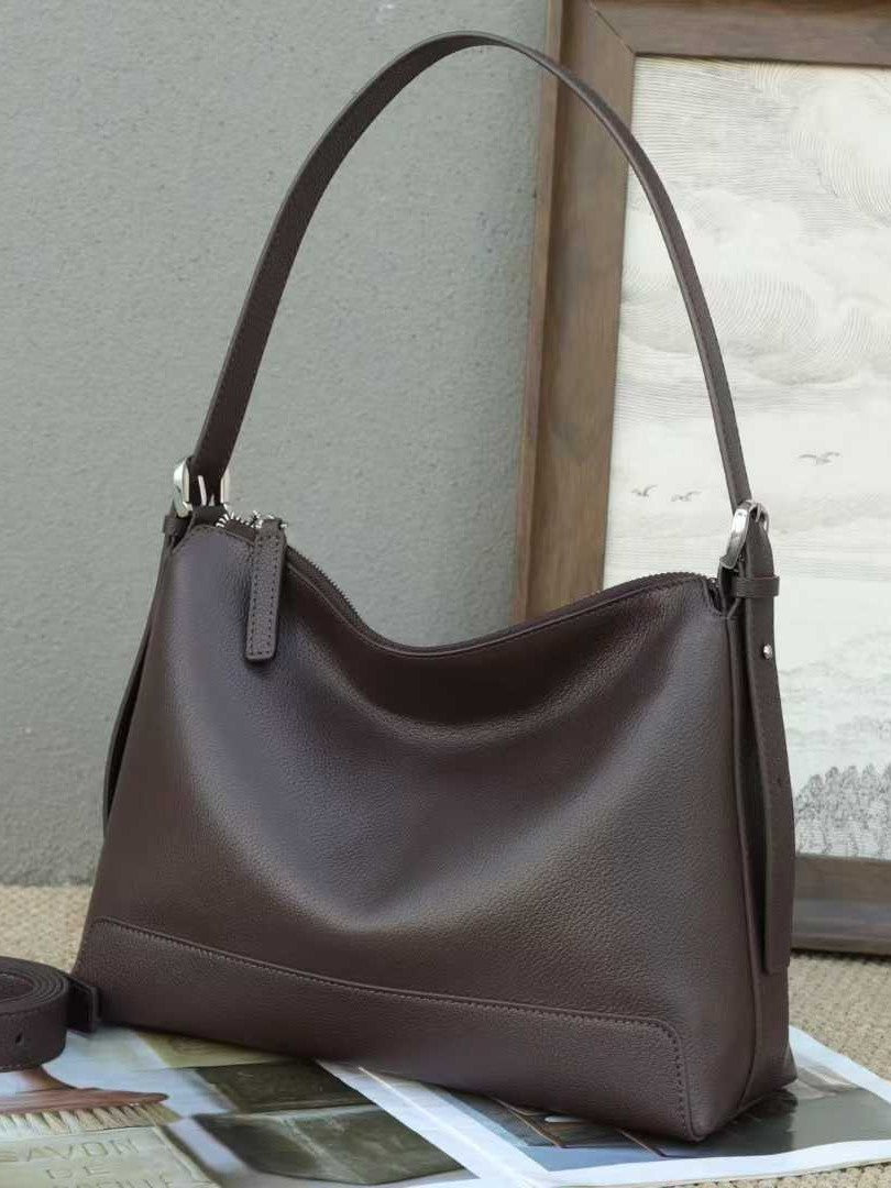 Cowhide Retro Large Capacity Dumpling Fashion Genuine Tote Bags