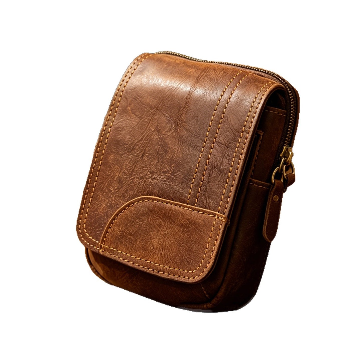 Men's Leather Layer Cowhide Hanging Riding Construction Site Men's Fanny Pack