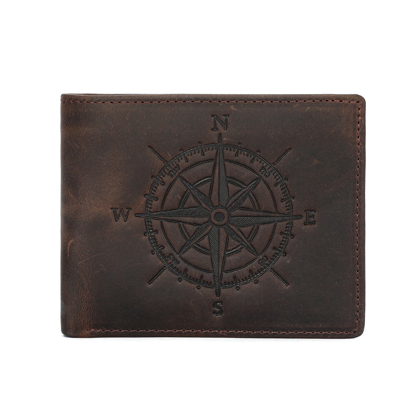 Men's Retro Crazy Horse Leather Fashion Compass Men's Wallet