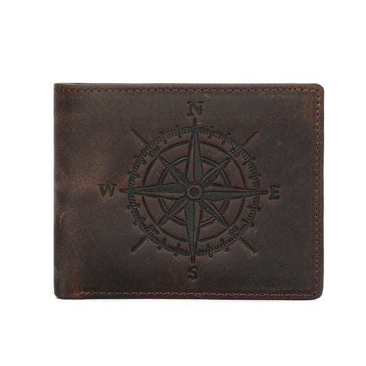Men's Retro Crazy Horse Leather Fashion Compass Men's Wallet