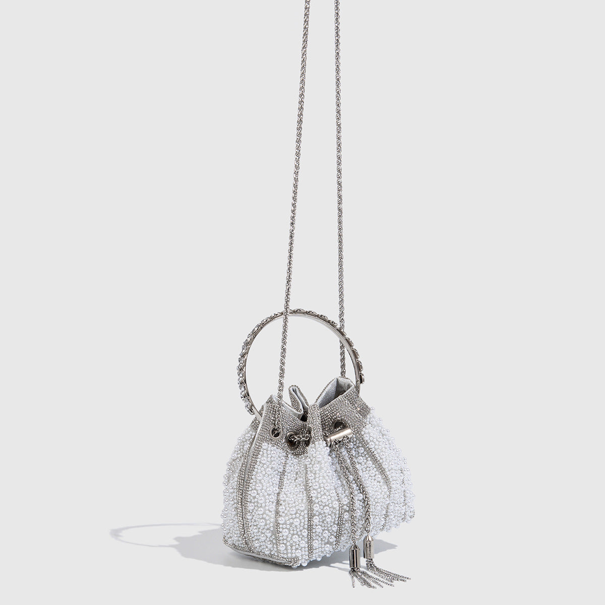 Women's Gradient Color Full Diamond Tassel Dinner Bag