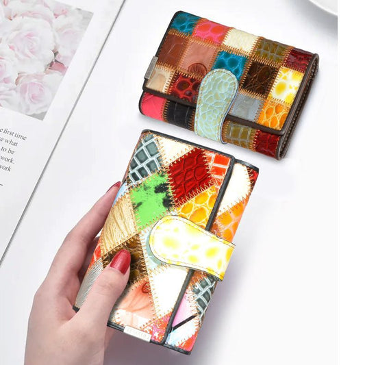 Women's First Layer Cattlehide Leather Fashion Advanced Stitching Practical Multiple Slots Ladies Wallet
