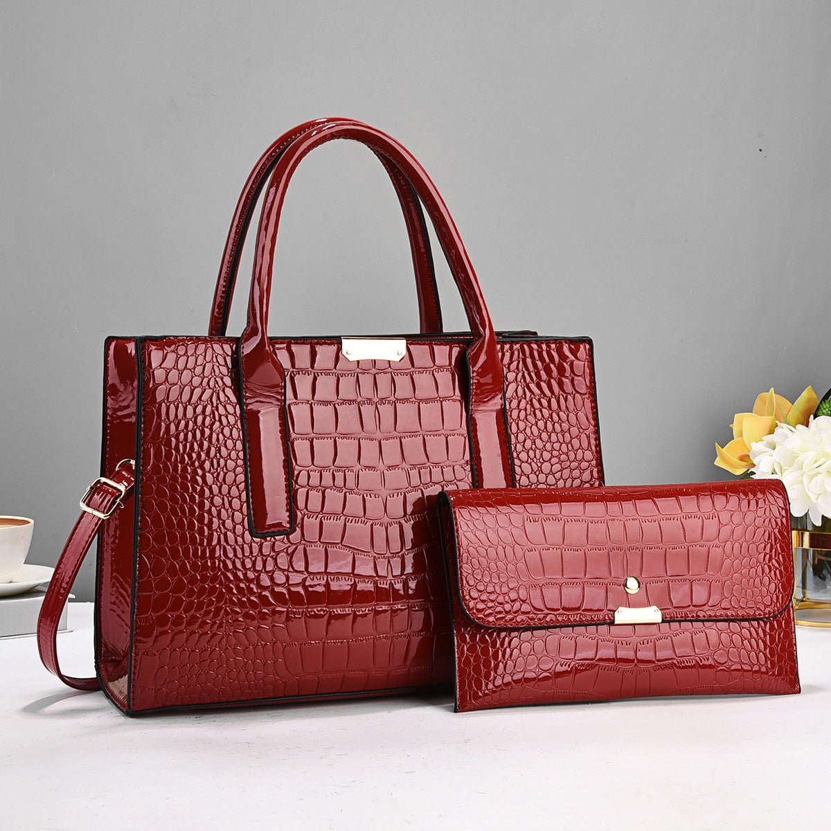 Women's Capacity High-grade Embossed Portable Two-piece Simple Women's Handbag