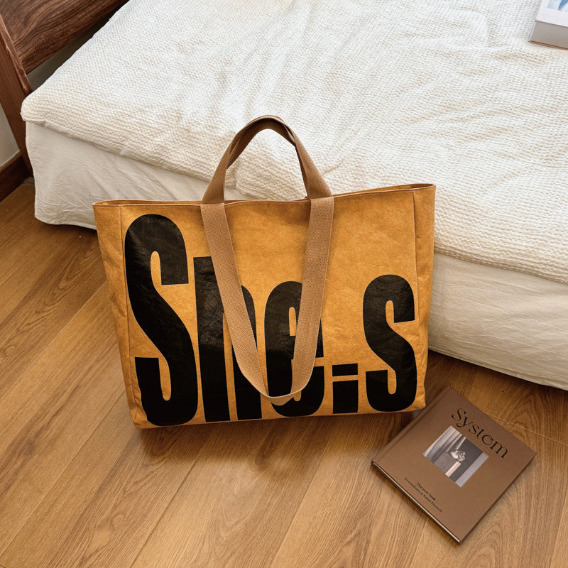 Korean Fashion Large Capacity Totes Artistic Letter Bags