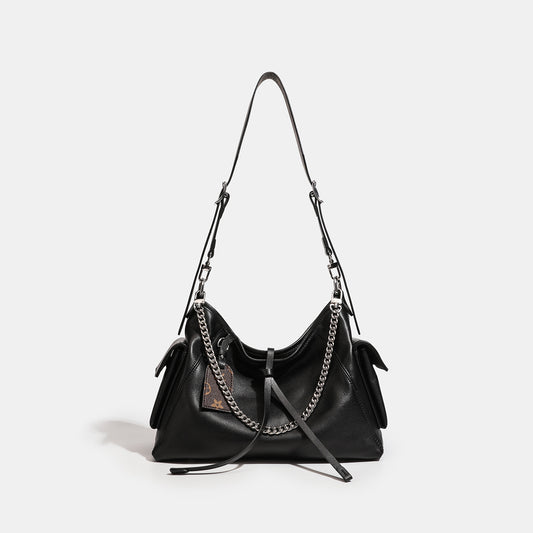 Postman Large Capacity Chain Commuter Black Women's Shoulder Bag