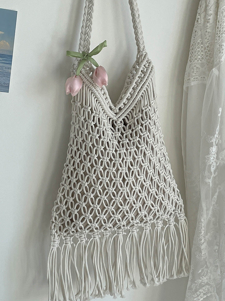Style Woven Large Capacity Straw Burst Seaside Vacation Beach Shoulder Bags