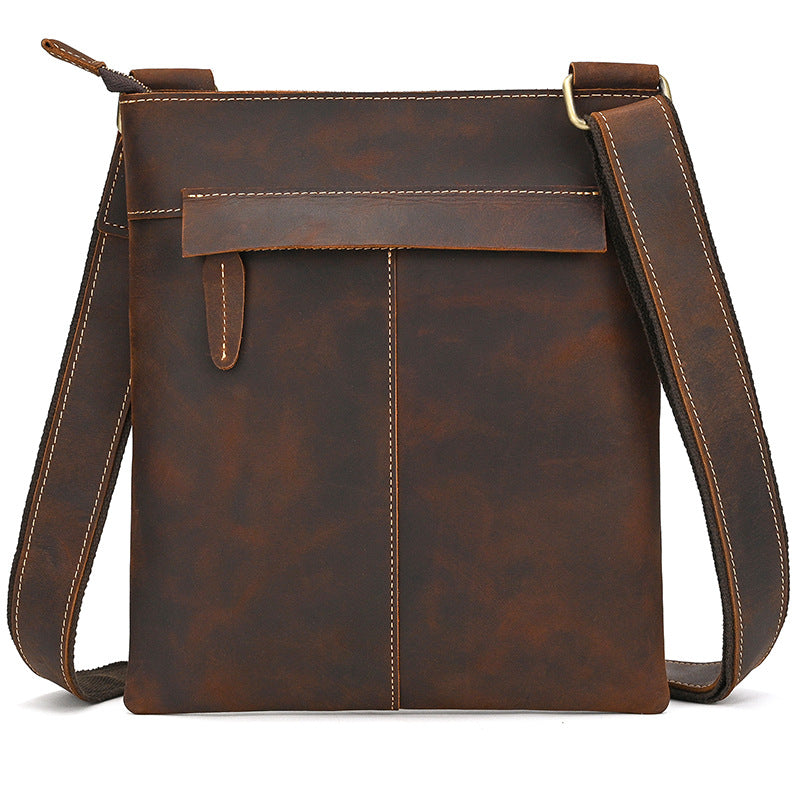 Men's Simple Retro Leather Crazy Horse Cowhide Men's Shoulder Bag