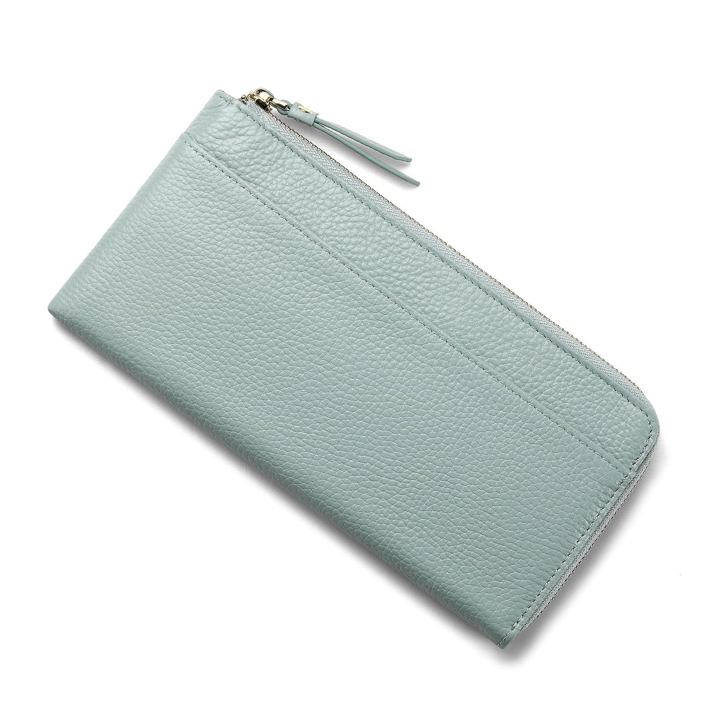 Women's Genuine Leather Litchi Pattern Zipper Fashion Long Change Bags
