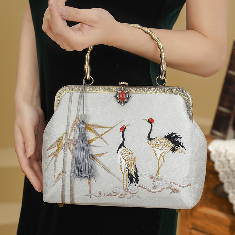Double Flying Embroidered Ancient Style Cheongsam Banquet Women's Handbag