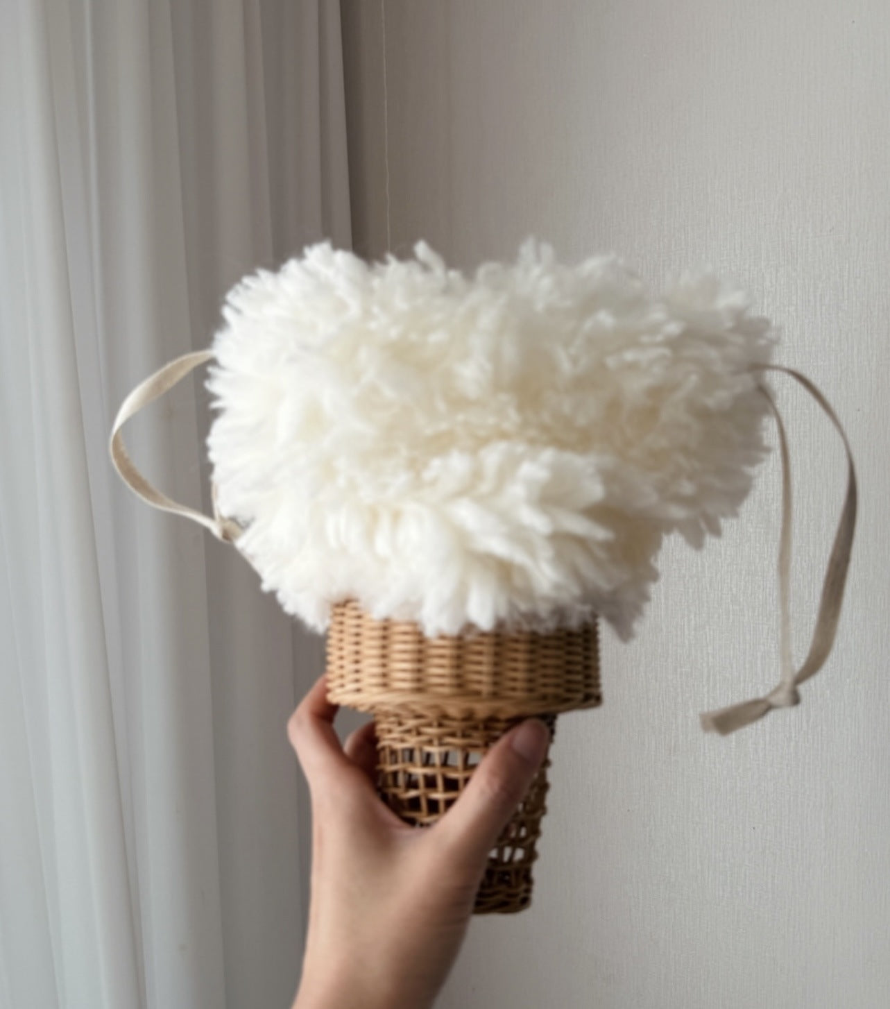 Style Design Straw Handmade Knitted Ice Cream Bags