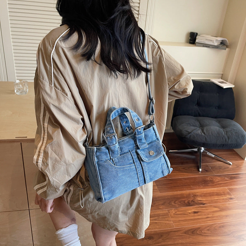 Women's Retro French Denim Texture Large Capacity Women's Shoulder Bag