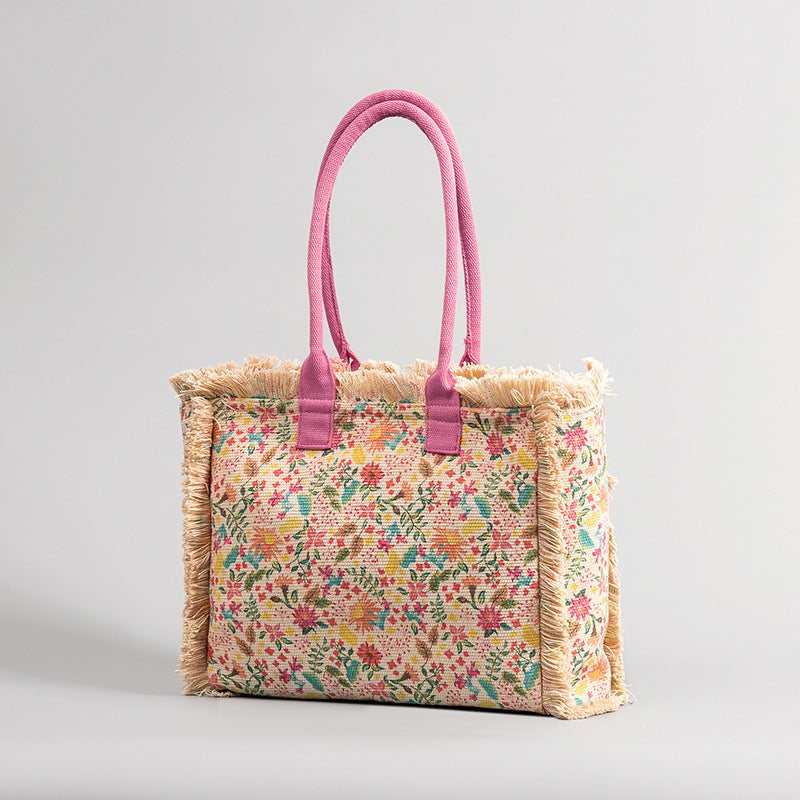 Women's Bohemian Retro Zipper Large Capacity Canvas Women's Shoulder Bag