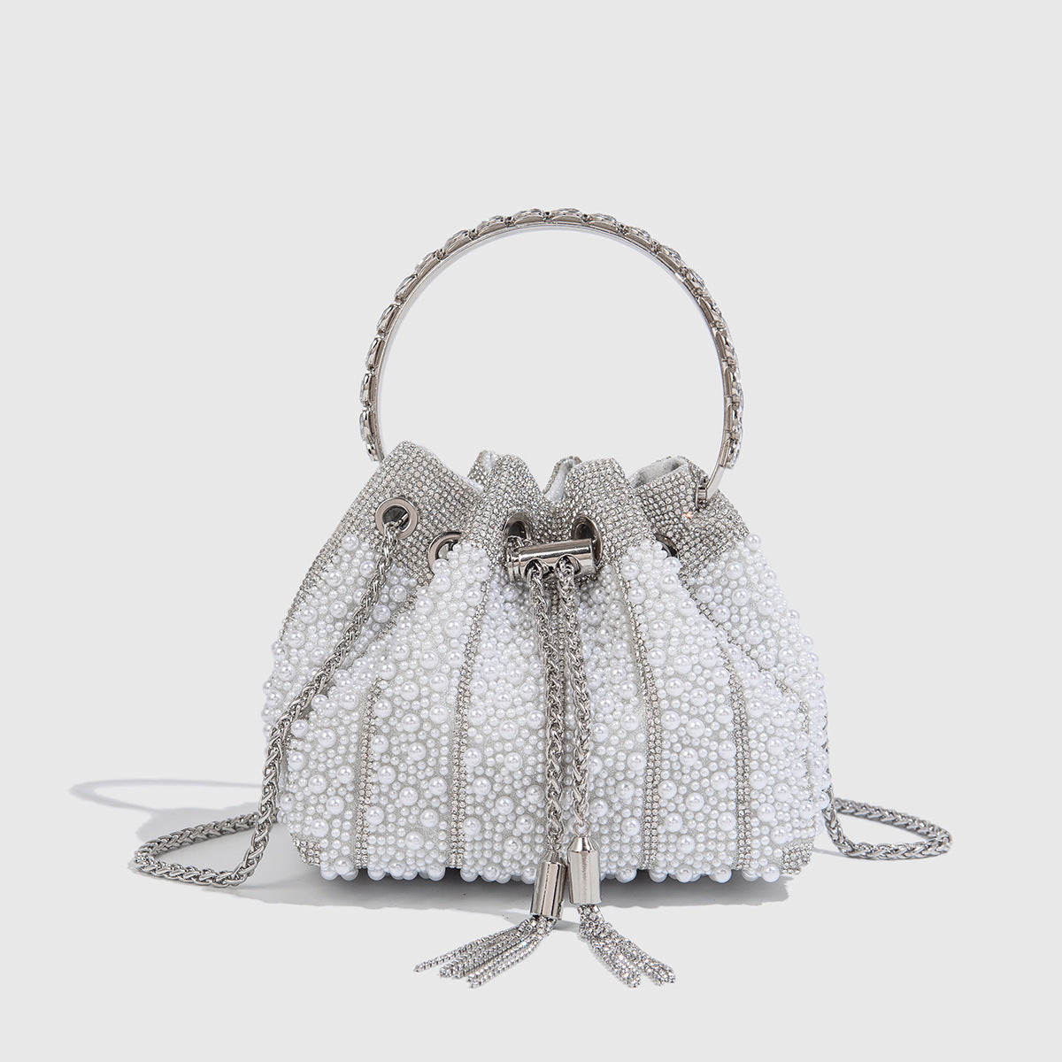 Women's Gradient Color Full Diamond Tassel Dinner Bag
