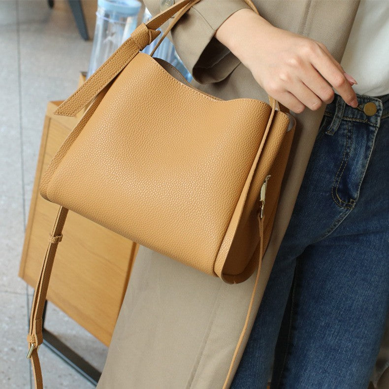 Women's Leather Cowhide High-grade Large Capacity Vegetable Basket Women's Handbag