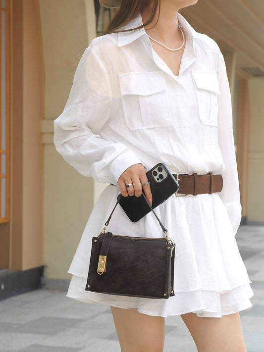 Women's Brushed Box Retro Affordable Luxury Advanced Small Square Bag