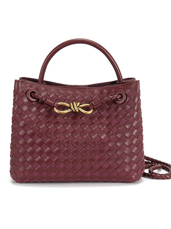 Women's Style Large Woven Metal Cord Fastener Tote Bags