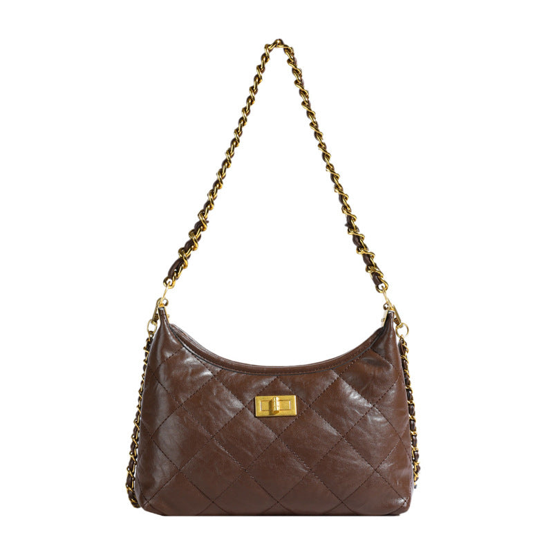 Women's Pure Color Trendy Fashion Rhombus Chain Women's Shoulder Bag