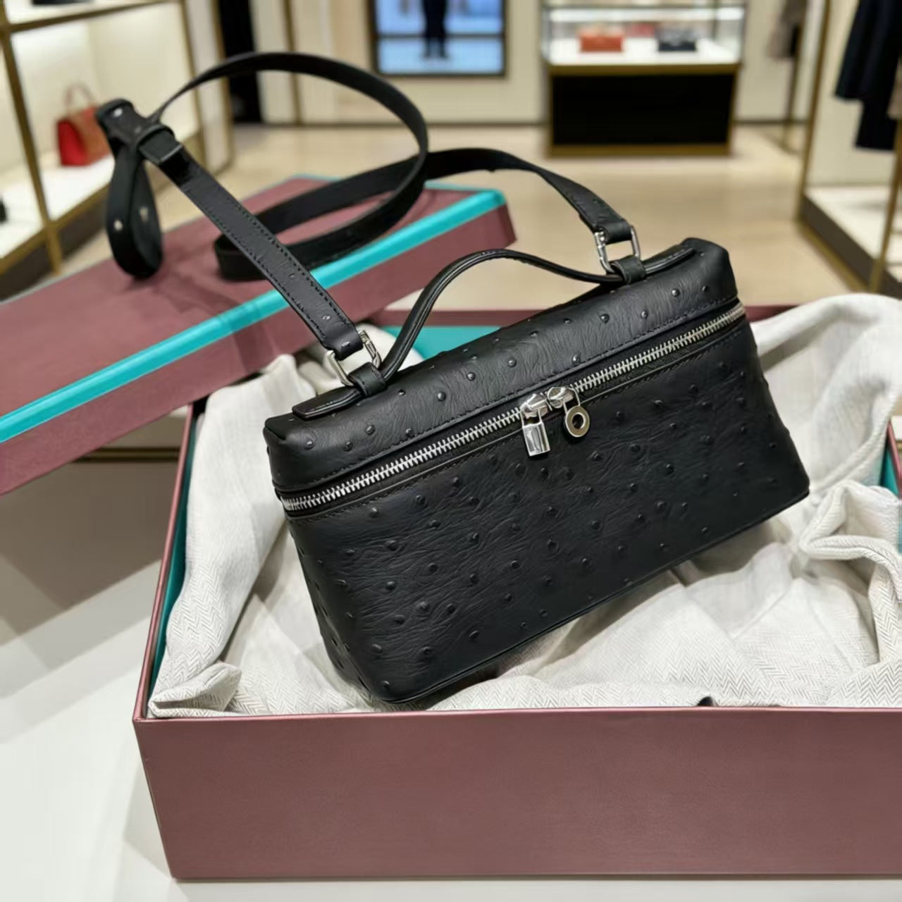 Popular Pretty Women's Ostrich Fashion Single Small Square Bag