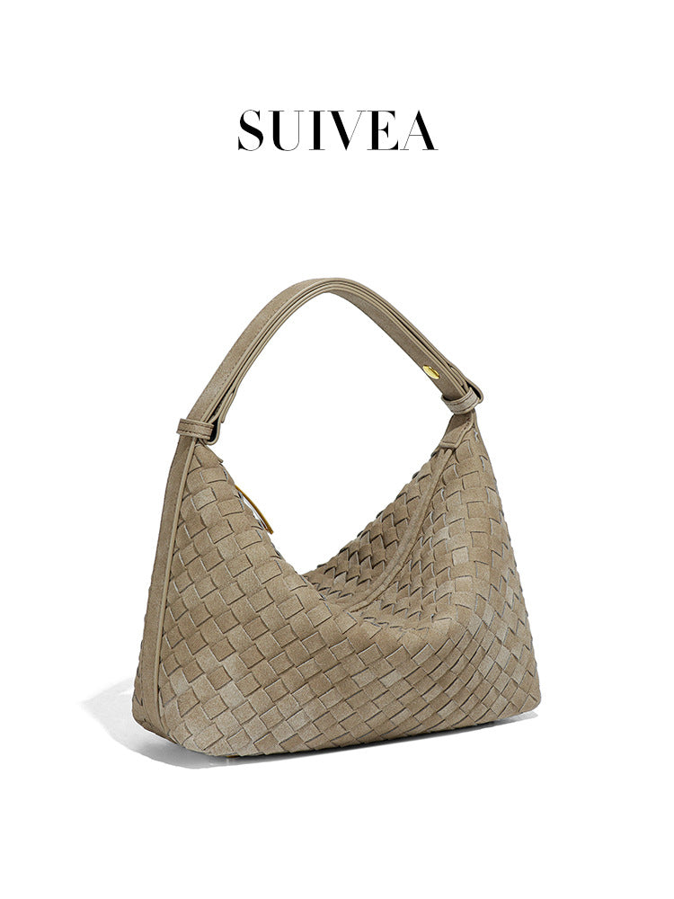 Women's Frosted Suede Woven Lunch Box Retro Underarm Women's Handbag