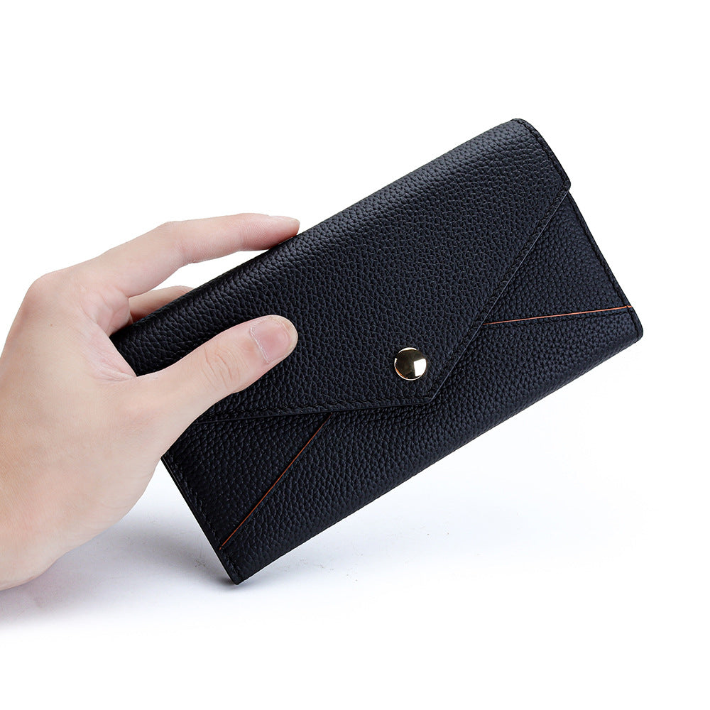 First Layer Cowhide Long Large Capacity Ladies Wallet