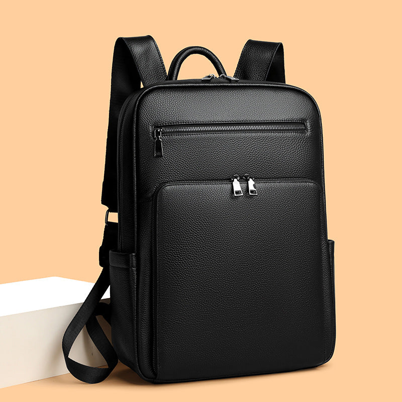 Men's Leather Large Capacity First Layer Business Leisure Backpack