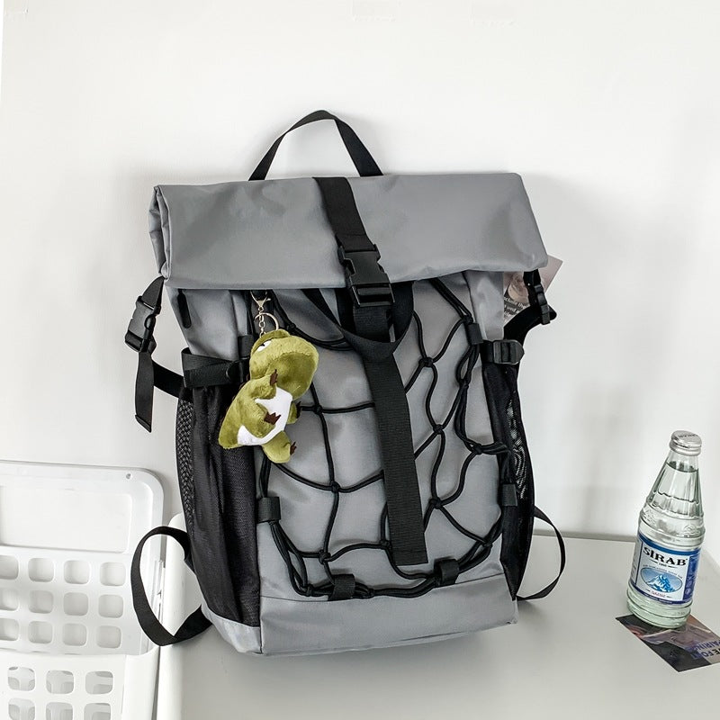 Men's Locomotive Style High Sense Tooling Trendy Riding Leisure Backpack