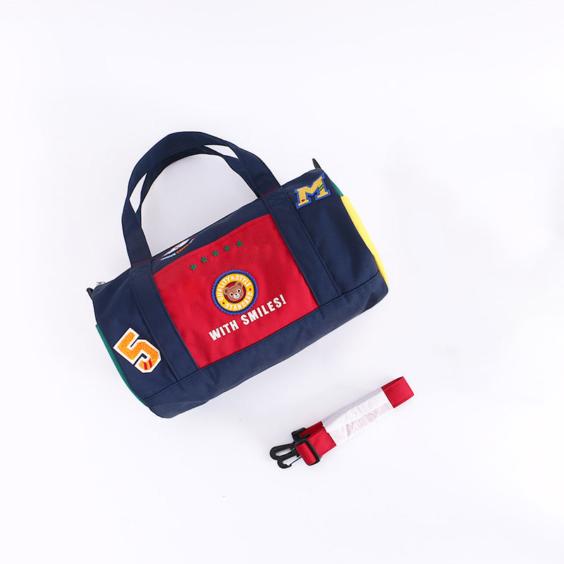 Versatile Baseball Fashion Cartoon Bear Color-matching Sports Satchel, Hanging Bag