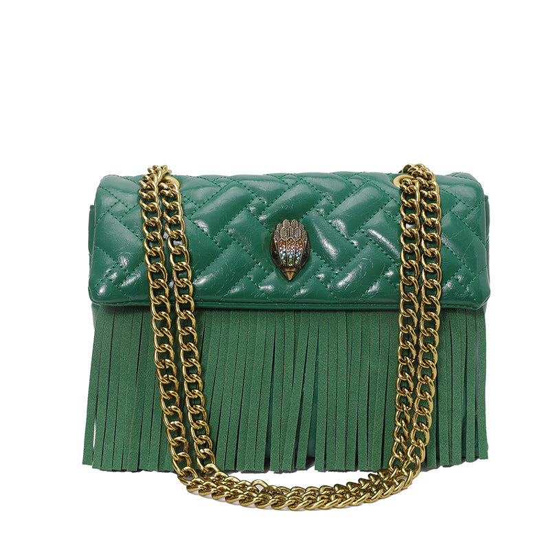 Women's Tassel Chain Rhombus Embroidered Line Fashion Women's Messenger Bag