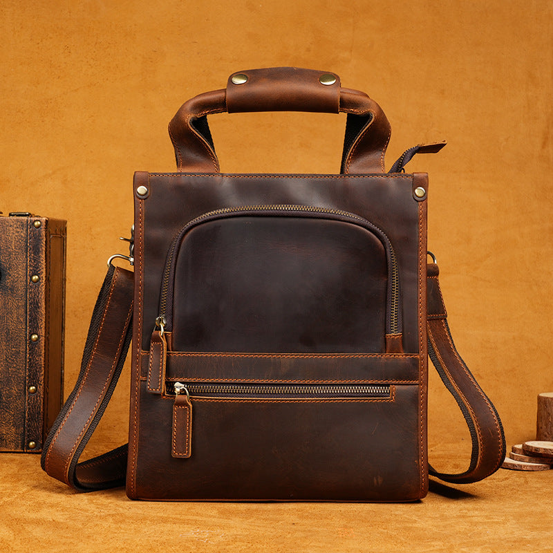 Crazy Horse Leather Simple Genuine Personality Bags