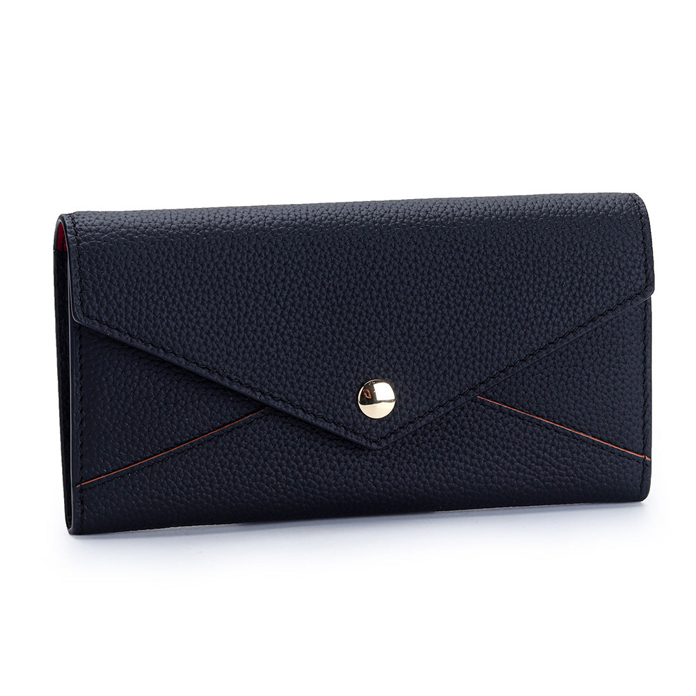 First Layer Cowhide Long Large Capacity Ladies Wallet