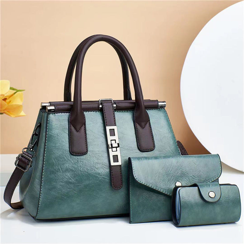 Women's Contrast Color Three-piece Retro Elegant Female Lady Women's Handbag