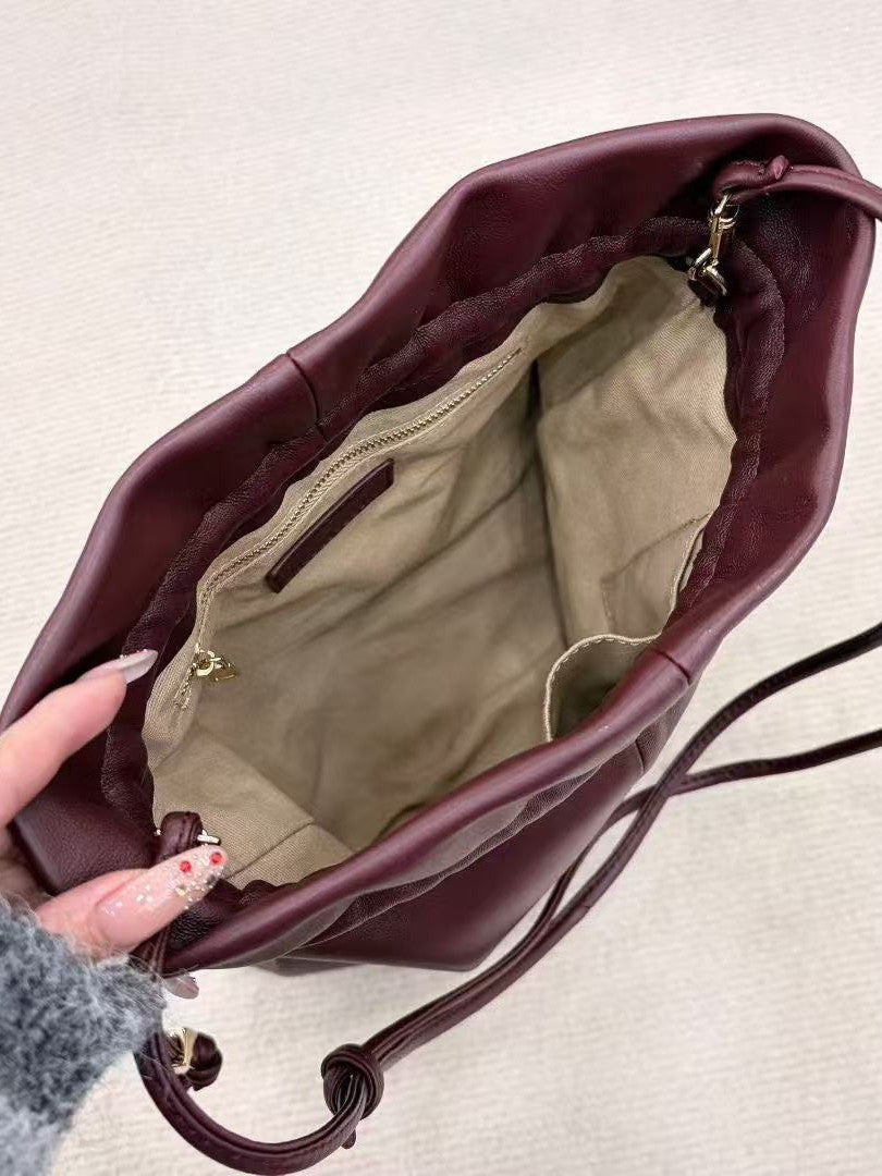 Design Sheepskin Lucky Drawstring Simple Fashion Elegant Women's Handbag