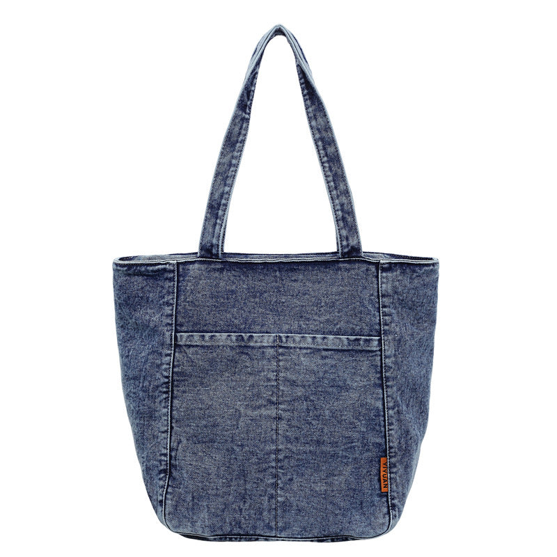 Simple Korean Style Solid Color Denim Versatile High Quality Women's Shoulder Bag