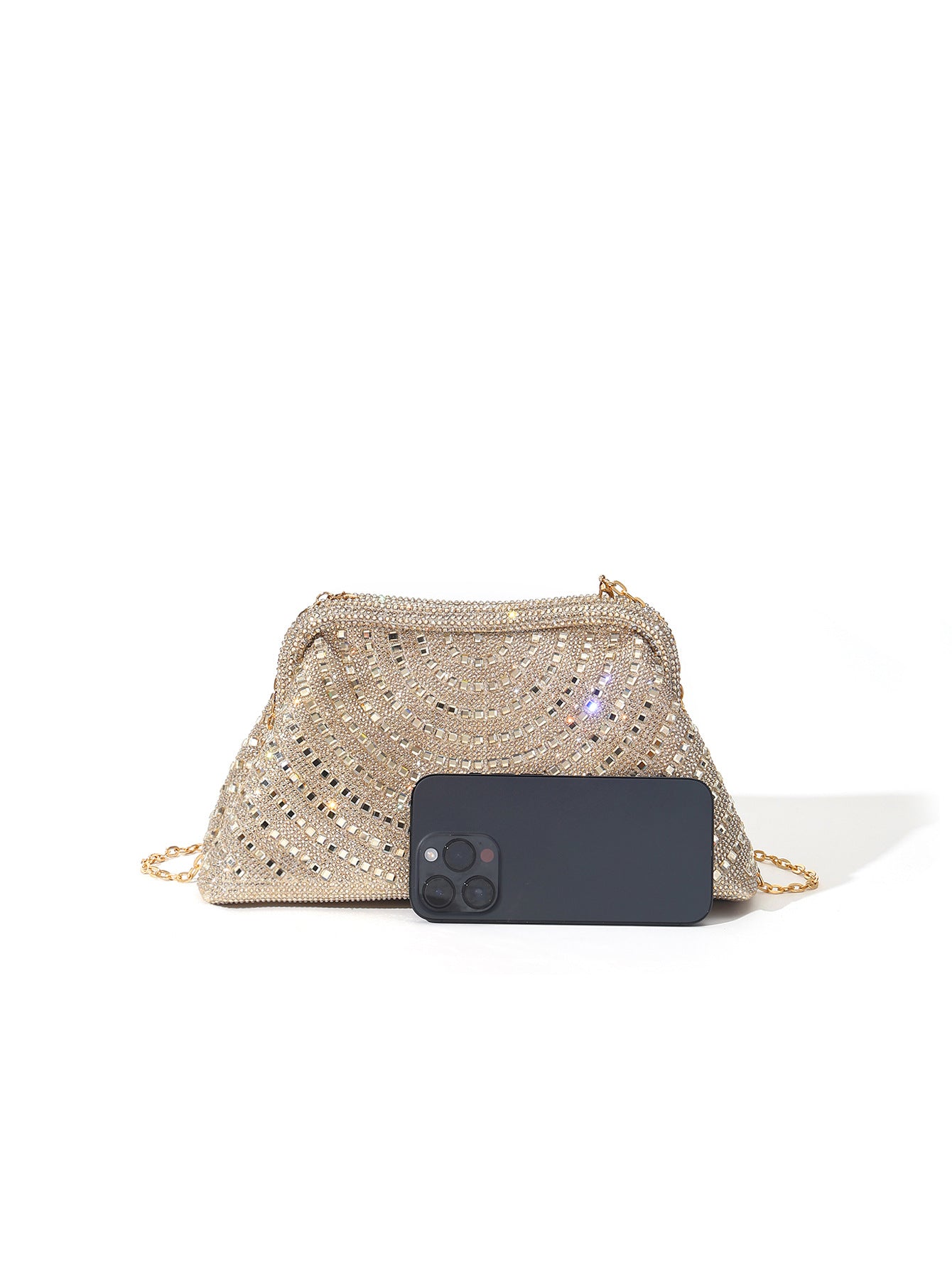 Women's Full Diamond Hot Drilling Clip Dumpling Cloud Dinner Bag