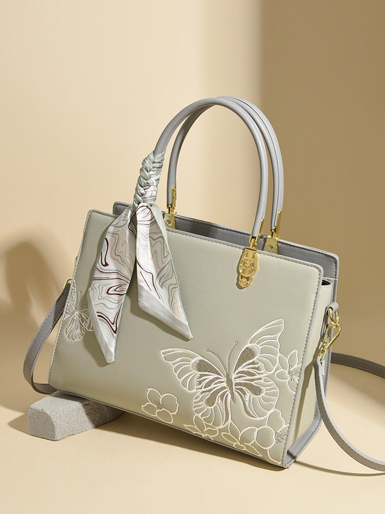 Women's High-grade Embroidered Silk Scarf Large Capacity Light Luxury Commute Women's Handbag