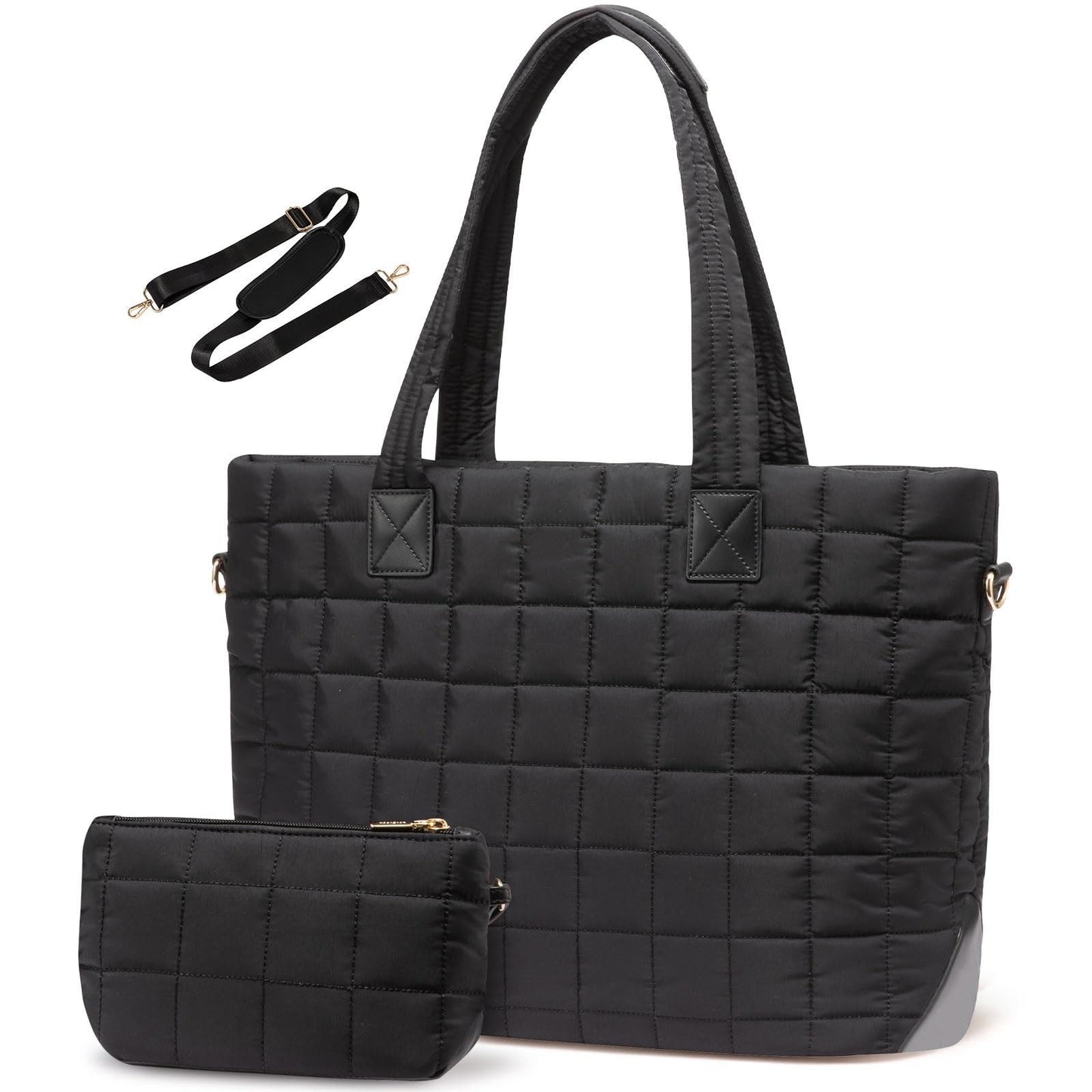 Women's Down Quilted Zipper Fluffy Work Tote Bag