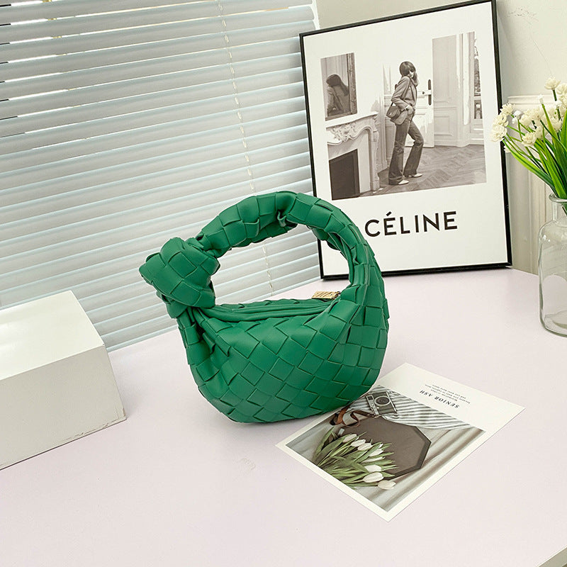 Women's Fashion Simple Net Cloud Woven Croissant Bags