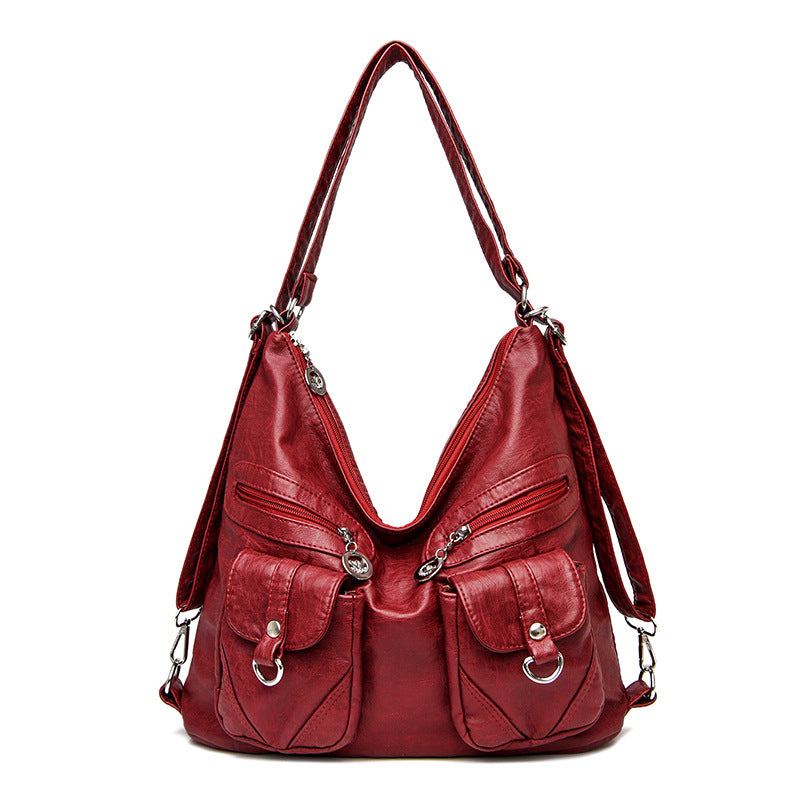 Women's Design Retro Large Capacity Washing Soft Shoulder Bags