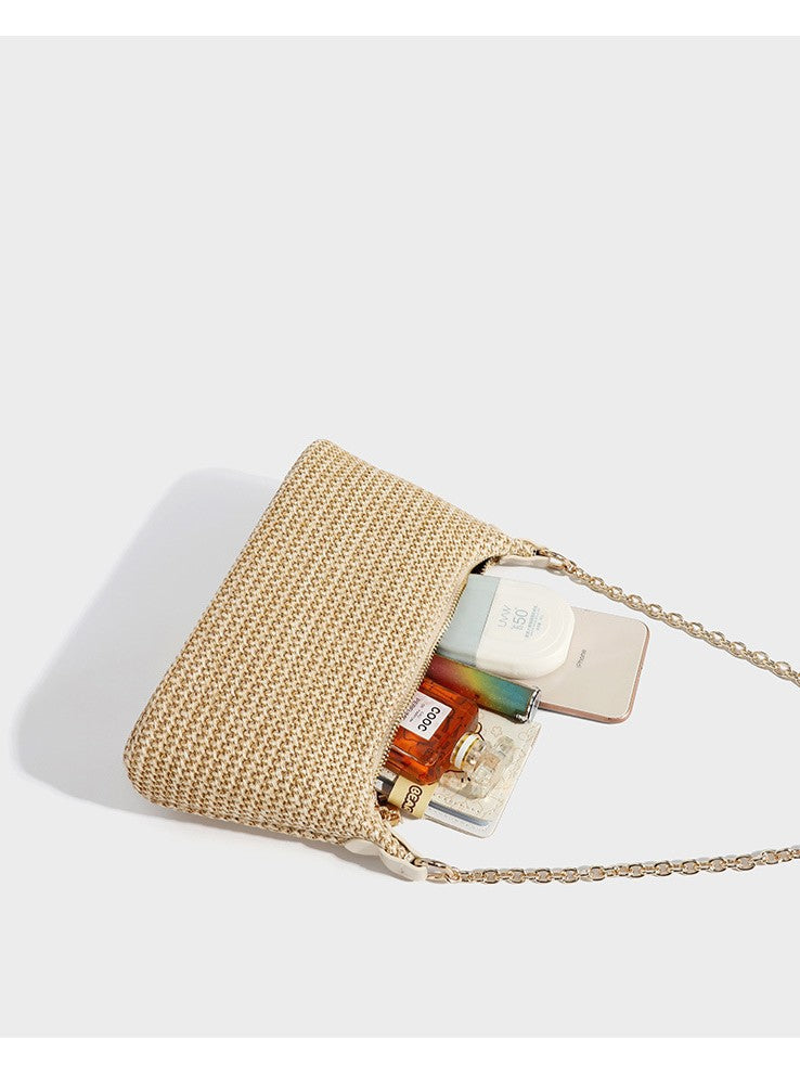 Women's Straw Chain Pouch Summer Essential High Quality Women's Shoulder Bag