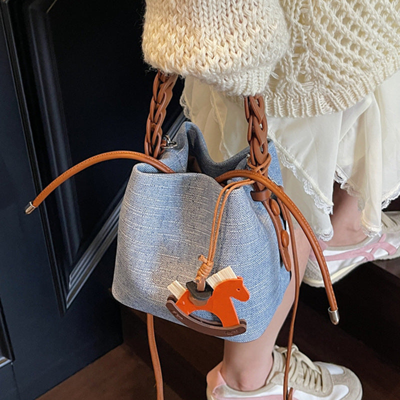 Minority Retro Texture Daily Trendy Patchwork Bucket Bags