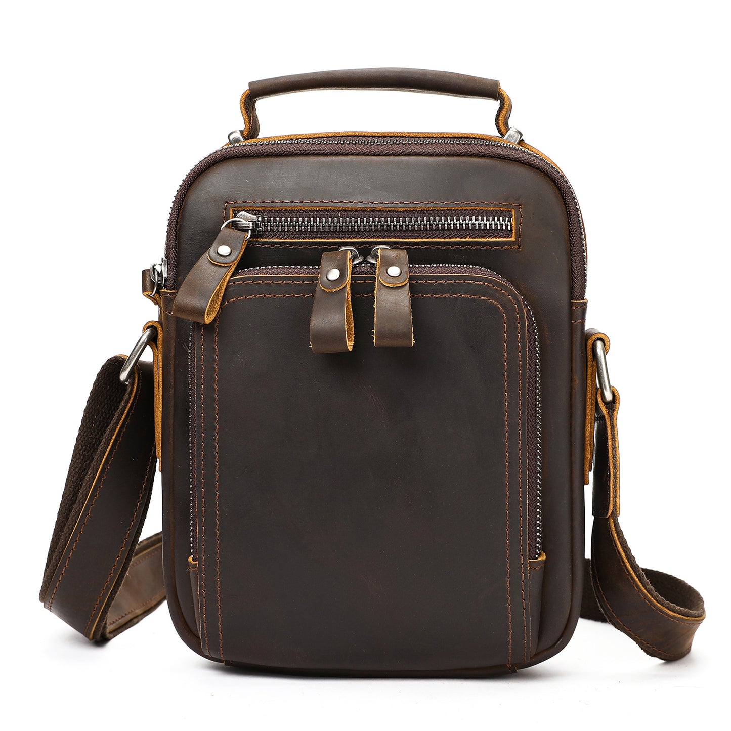 Men's Leather Fashion Crazy Horse First Layer Cowhide Men's Shoulder Bag