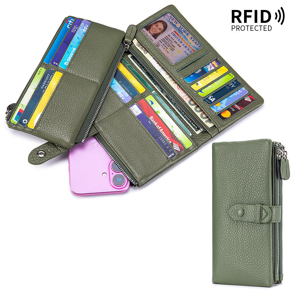 Long Large Capacity Soft Leather Multifunctional Mobile Multiple Slots Ladies Wallet