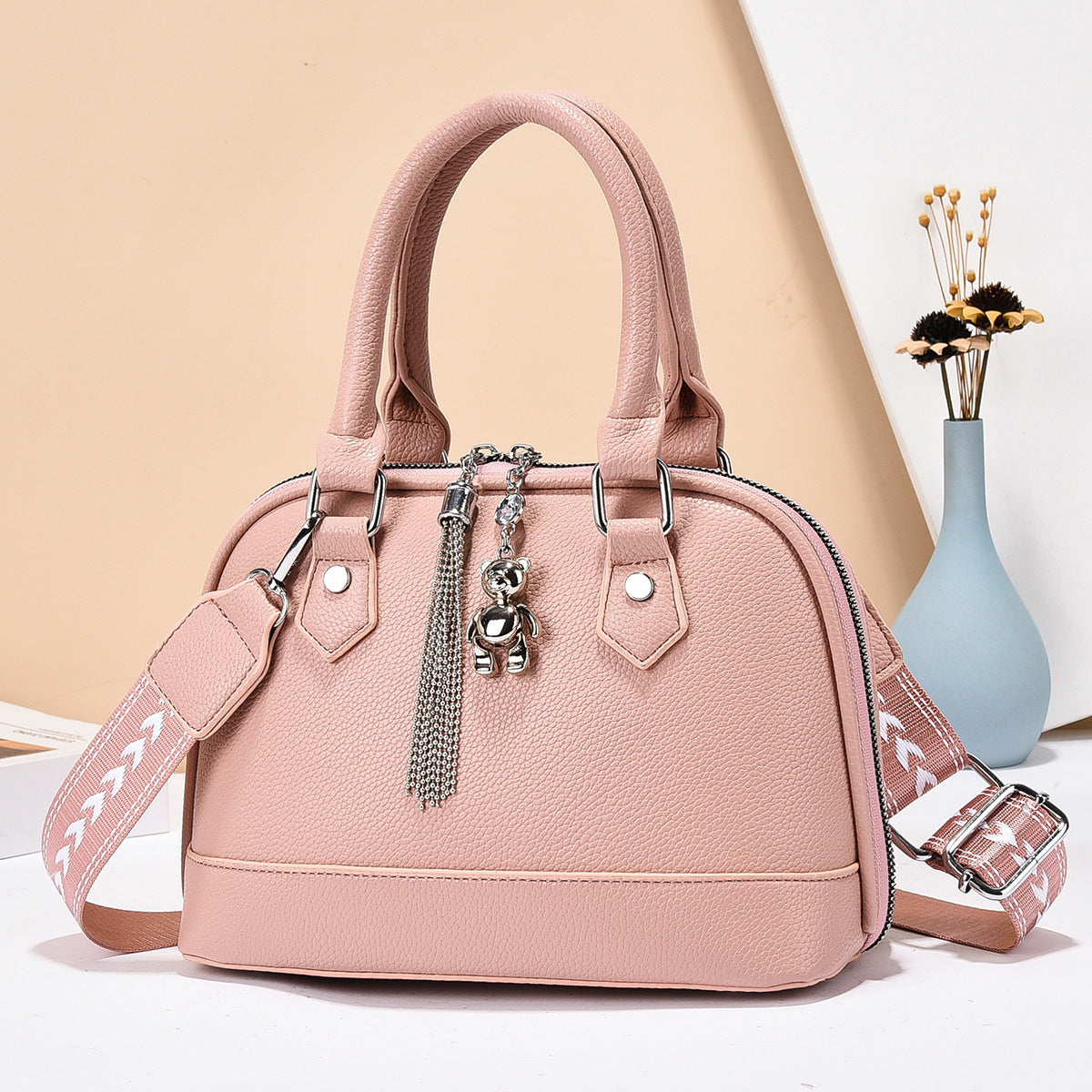 Women's Plaid Stitching Macaron Simple Elegant Fashion Women's Messenger Bag